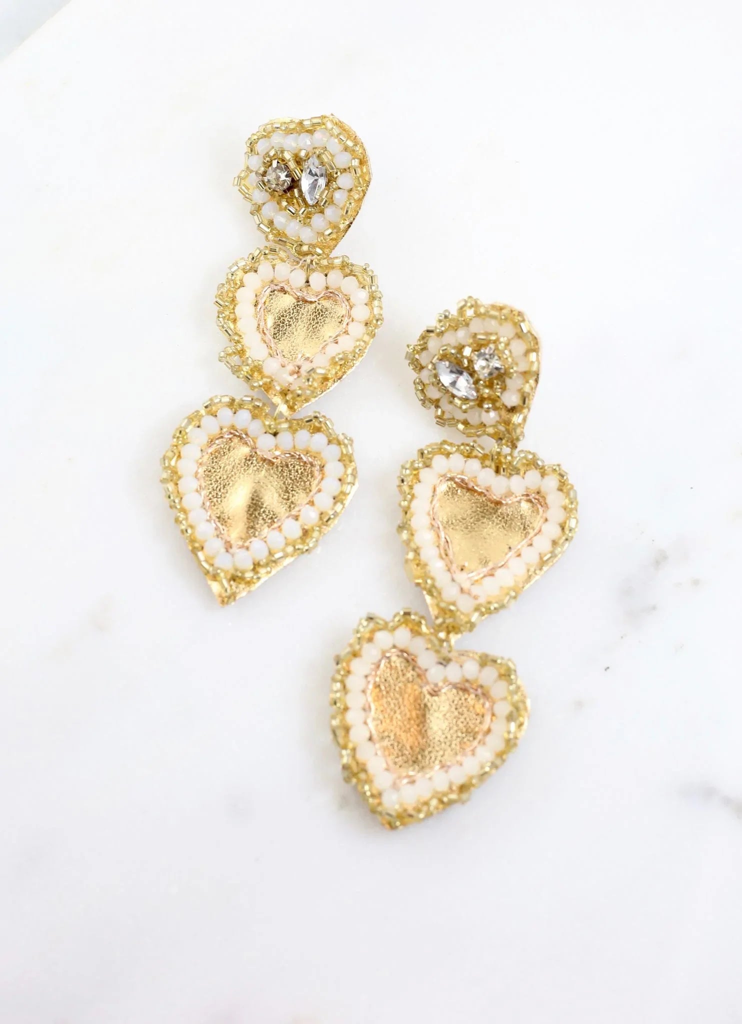 Simple Gemstone Earrings For Office Look-Vickie Embellished Heart Earring GOLD