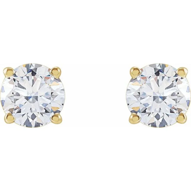 Trendy Crystal Earrings For Holiday Parties-14K Yellow 1 1/4 CTW Lab-Grown Diamond Stud Earrings