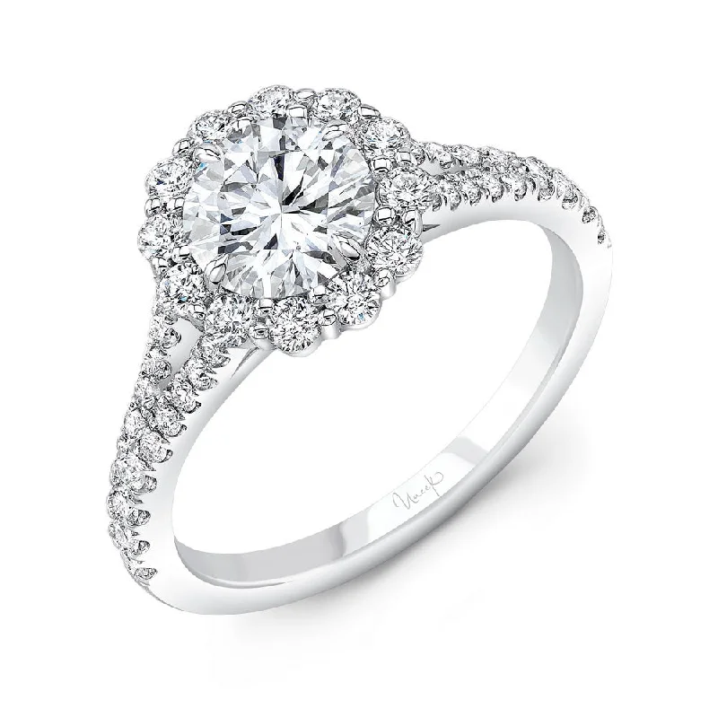 Personalized Engagement Rings With Custom Details-Uneek Timeless Collection Halo Round Engagement Ring