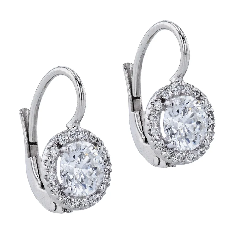 Sparkly Silver Earrings For Wedding Parties-Round Cut Diamond Earrings