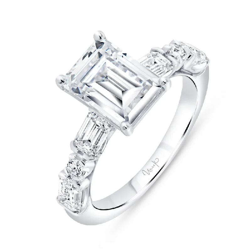 Trendy Custom Wedding Rings For Grooms-Uneek Timeless Collection Straight Emerald Cut Engagement Ring