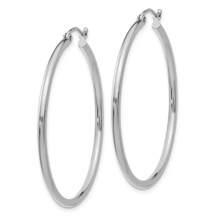 Vintage-Inspired Earrings With Pearls-14k White Gold Polished 2x40mm Tube Hoop Earrings