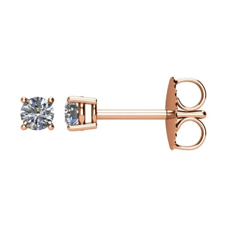 Vintage-Inspired Earrings For Bridal Style-14K Rose 1/5 CTW Natural Diamond Stud Earrings