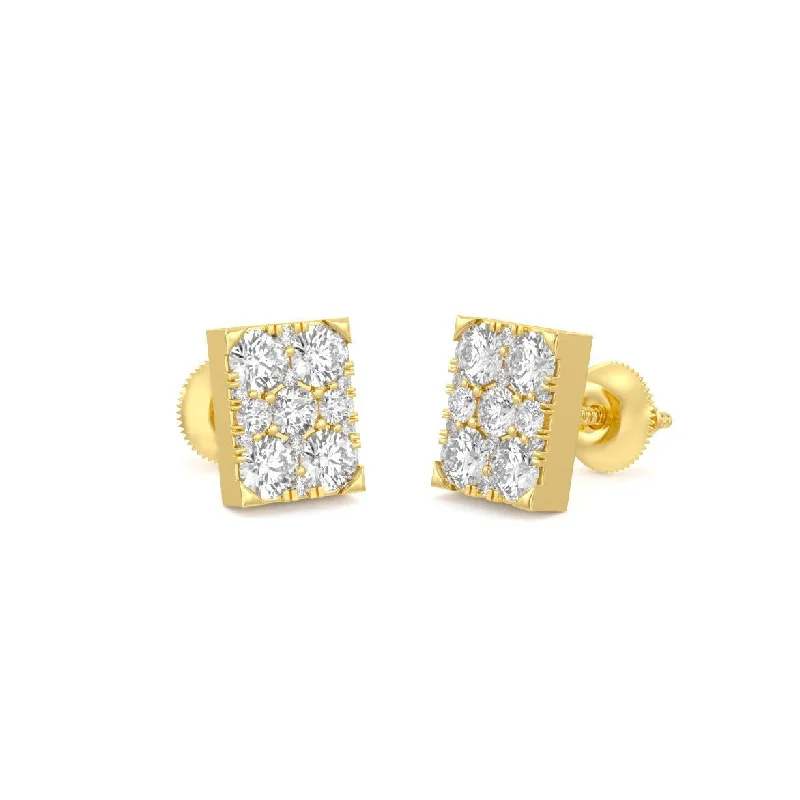 Sparkling Gemstone Earrings For Evening Wear-Rectangle Pave Earrings