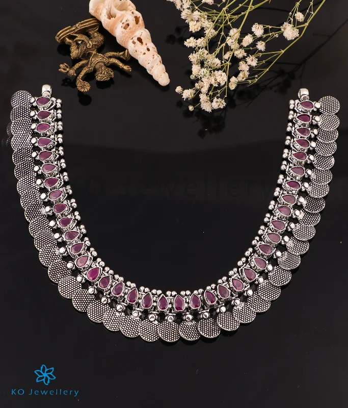 Classic Heart Necklace For Bridal Gifts-The Ahilya Silver Gemstone Necklace