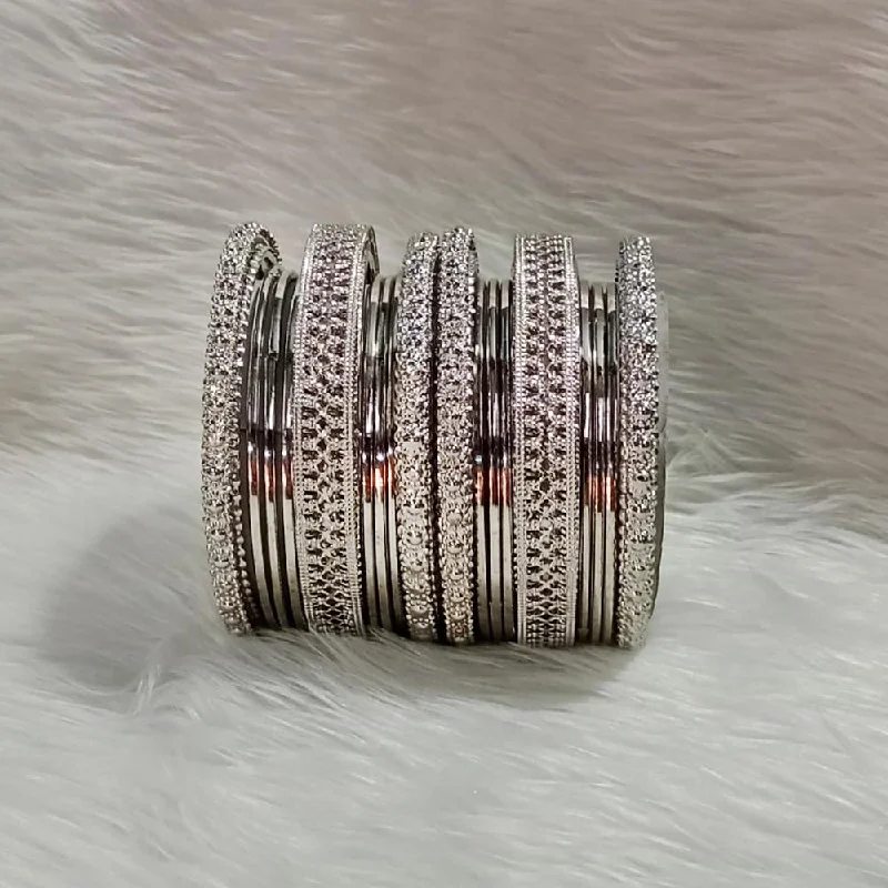 Elegant Custom Wedding Bangles For Bridal Jewelry-Pooja Bangles Silver Plated Bangles Set