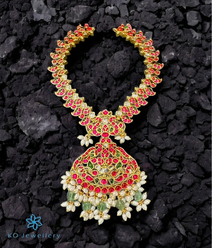 Unique Gemstone Necklace For Fashion Lovers-The Chinmaya Silver Kundan-Jadau Necklace & Earrings