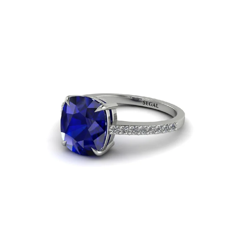 Custom Wedding Rings For Timeless Proposals-Gold Handmade Cushion Cut Sapphire Engagement Ring - Whitney No. 15