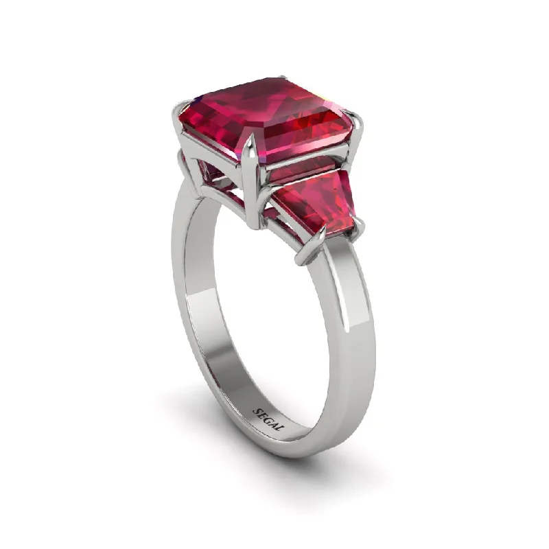 Sparkling Gemstone Engagement Rings For Bridesmaids-Three Stone Ruby Engagement Ring - Bethany No. 57