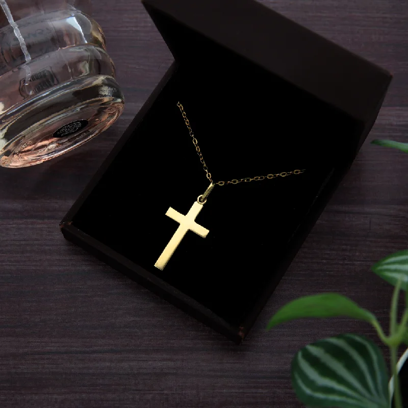 Elegant Heart Pendant Necklace For Fashionistas-Gold Necklace (Chain with Holy Cross Pendant) 18KT - FKJNKL18K9185