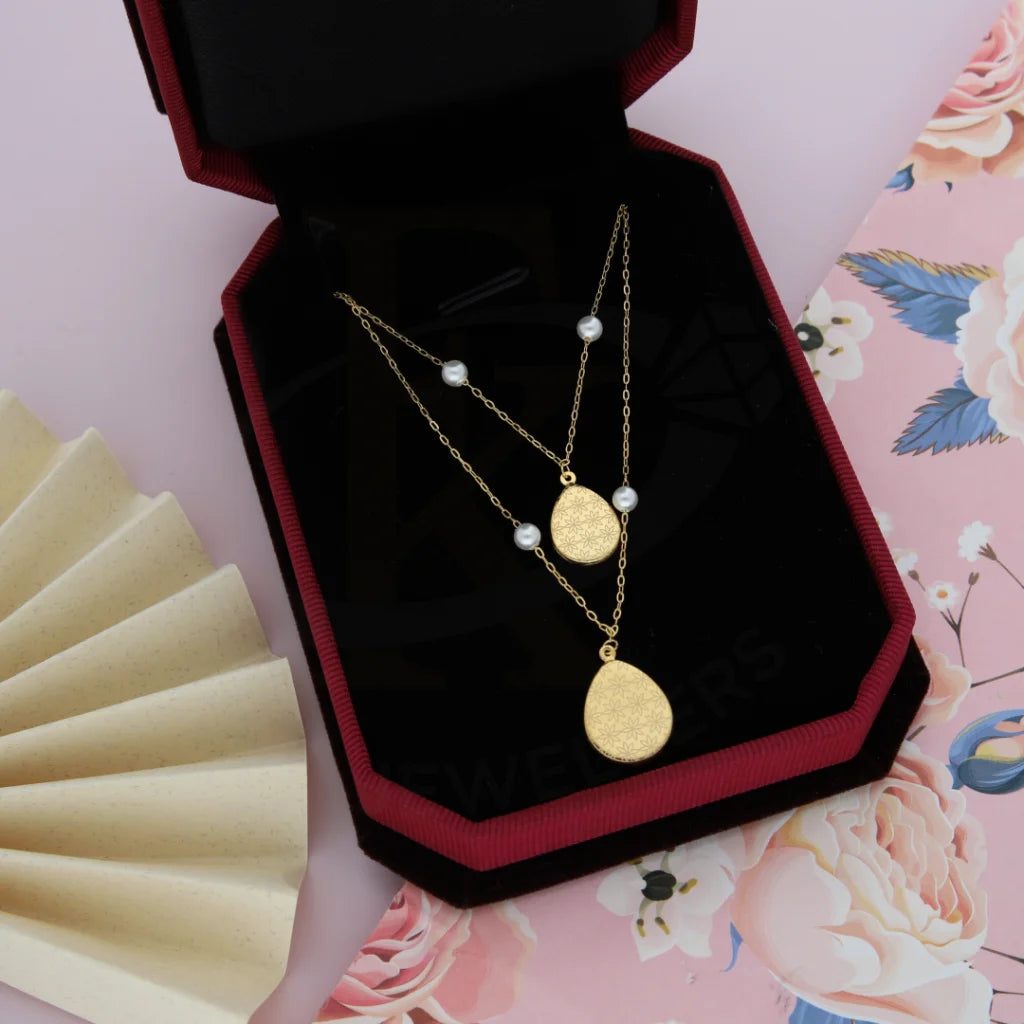 Personalized Family Pendant Necklace For Gifts-Gold Classy Flower in Hanging Oval Necklace 21KT - FKJNKL21KM8454