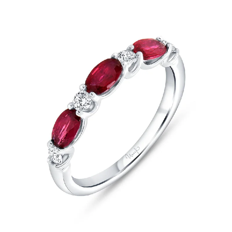 Trendy Engagement Rings With Unique Stones-Uneek Precious Collection 1-Row Oval Shaped Ruby Fashion Ring