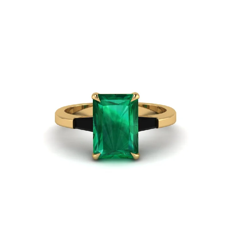 Classic Gemstone Wedding Rings For Bridesmaids-Three Stone Radiant Cut Emerald Engagement Ring - Hillary No. 34