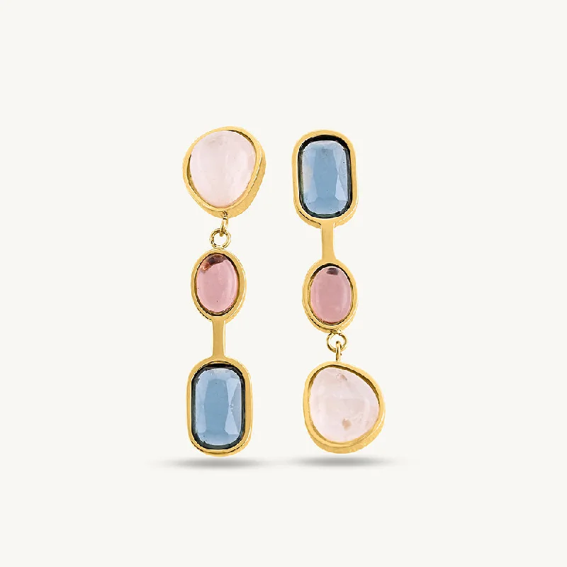 Geometric Earrings For Modern Fashion-Multi Gemstone Drop Earrings