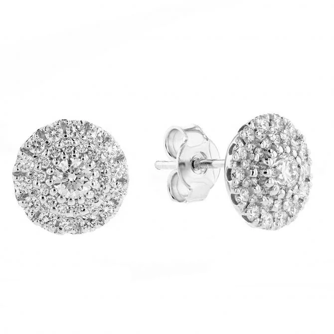 Simple Stud Earrings For Teens-18kt White Gold Diamond Disk Stud Earrings