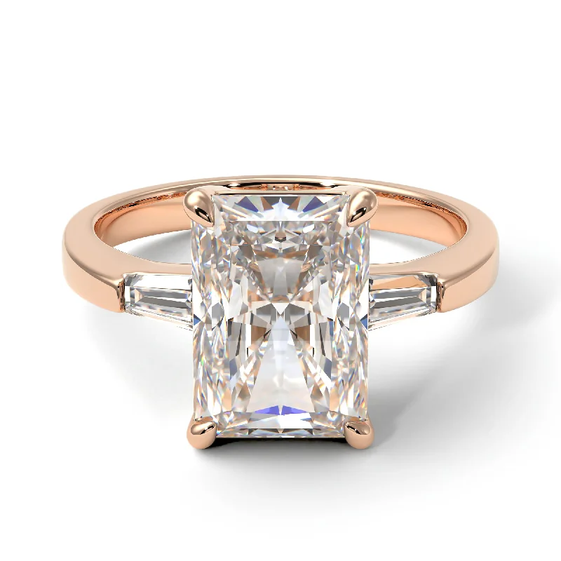 Elegant Wedding Rings For Bridesmaids-Three Stone Radiant Cut Diamond Engagement Ring - Hillary No. 2