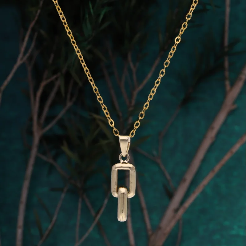 Custom Gold Necklace For Personalized Gifts-Gold Necklace (Chain with Double Square Link Pendant) 18KT - FKJNKL18K9183