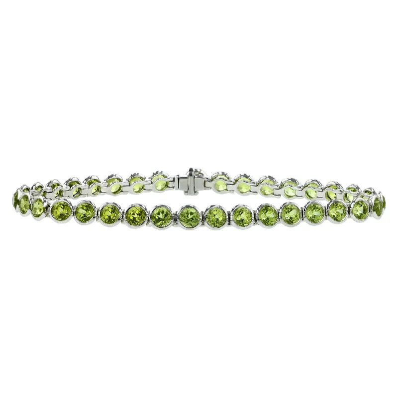 Statement Bracelets For Special Occasions-Peridot 14kt White Gold Bracelet