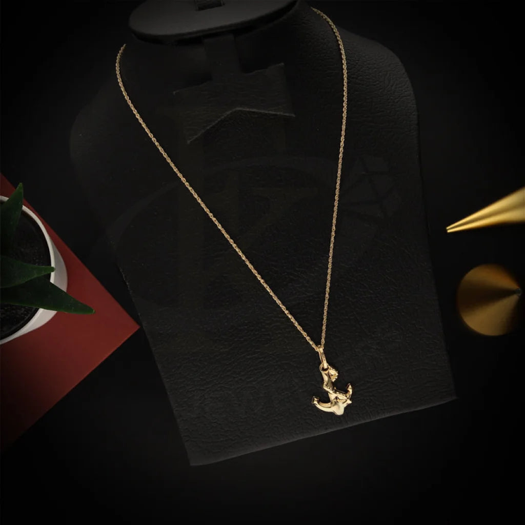 Vintage Gold Necklace For Special Occasions-Gold Necklace (Chain With Anchor Pendant) 18KT - FKJNKL18K5450