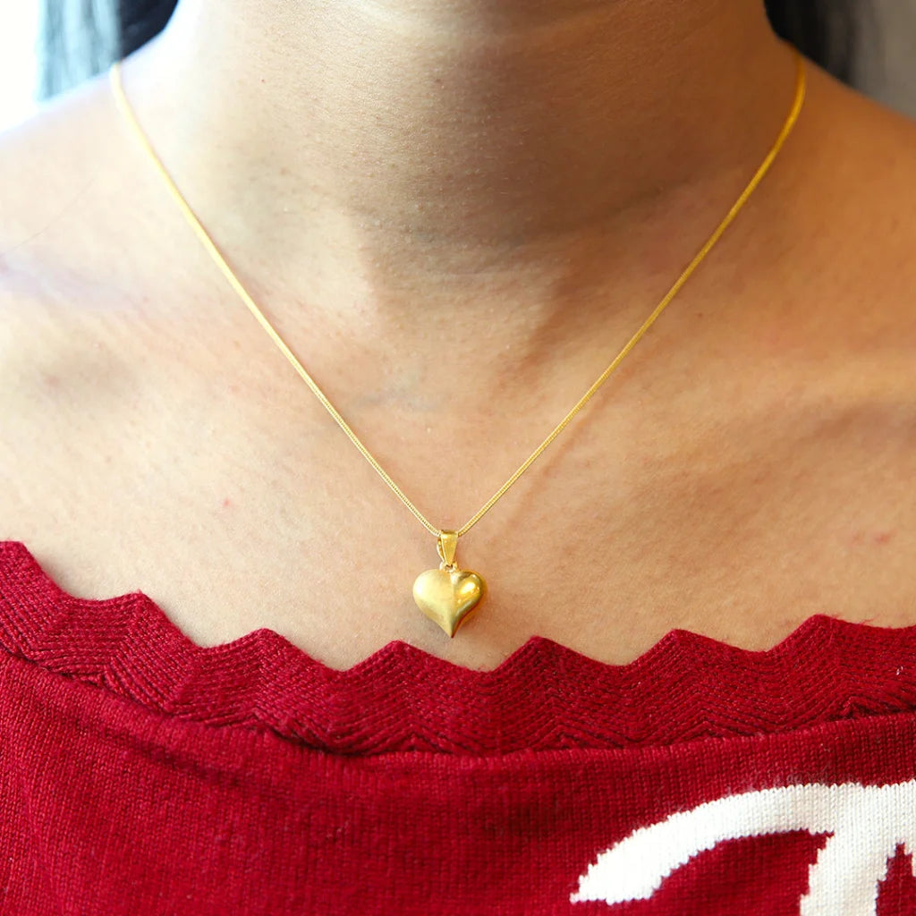 Simple Crystal Necklace For Daily Style-Gold Necklace (Chain with Heart Shaped Pendant) 21KT - FKJNKL21KM8526