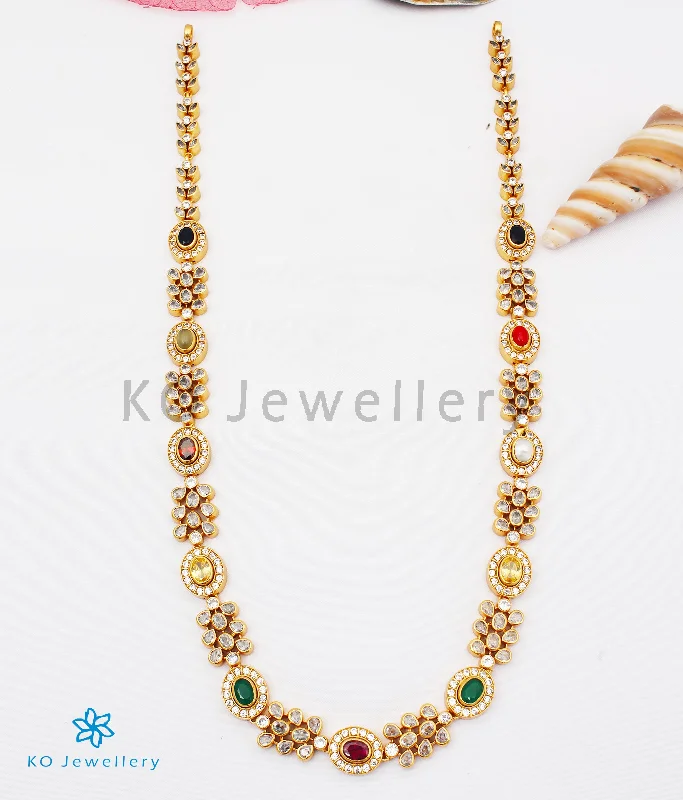 Elegant Beaded Necklace For Casual Wear-The Krutika Silver Navratna Necklace