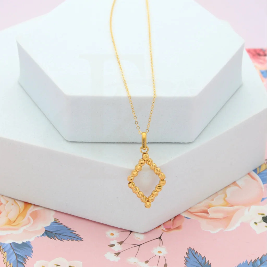 Boho Beaded Necklace For Summer Look-Gold Necklace (Chain with Rectangle Pendant) 21KT - FKJNKL21KM8207