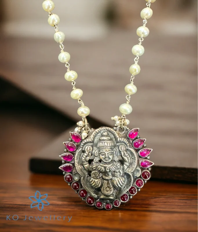 Classic Silver Necklace For Fashion Week-The Adira Lakshmi Silver Pearl Necklace