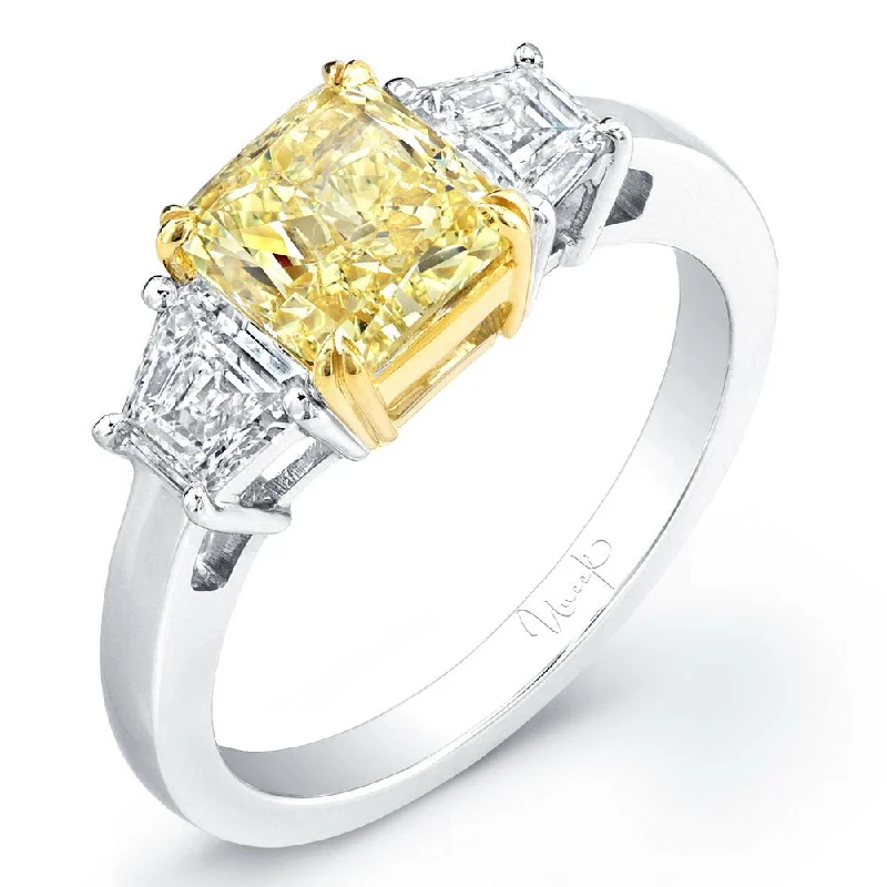 Sparkling Wedding Bands For Groomsmen-Uneek Natureal Yellow Cushion Diamond Engagement Ring