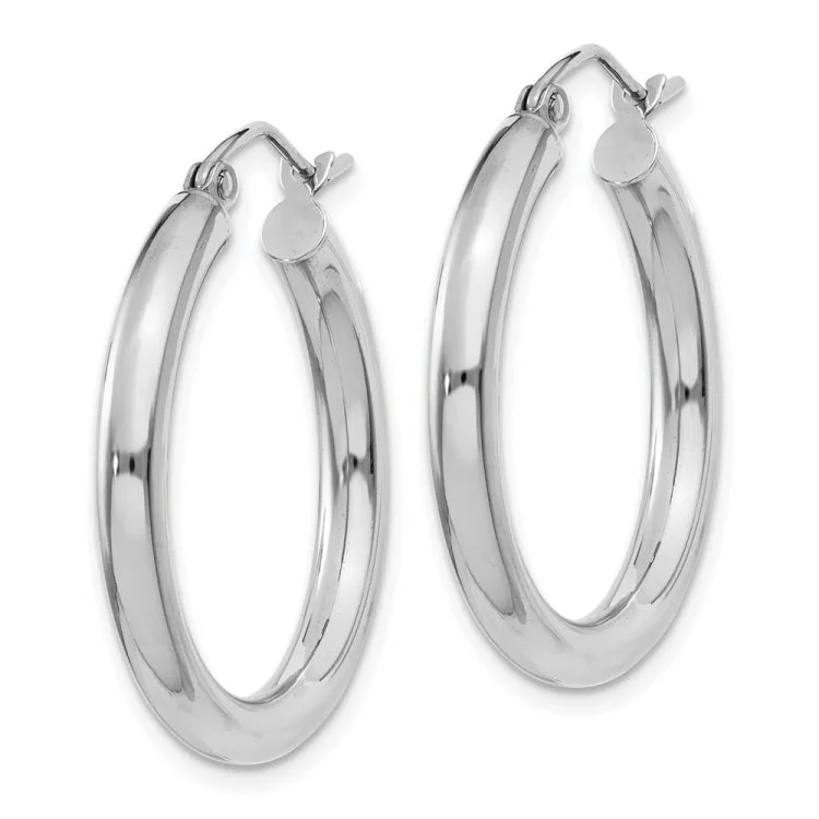 Gold Stud Earrings For Brides-14K White Gold Polished 3mm Tube Hoop Earrings