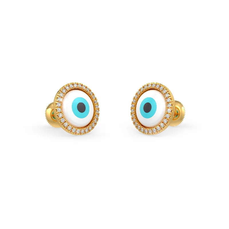 Colorful Drop Earrings For Fashion Lovers-White Evil Eye Diamond Earrings