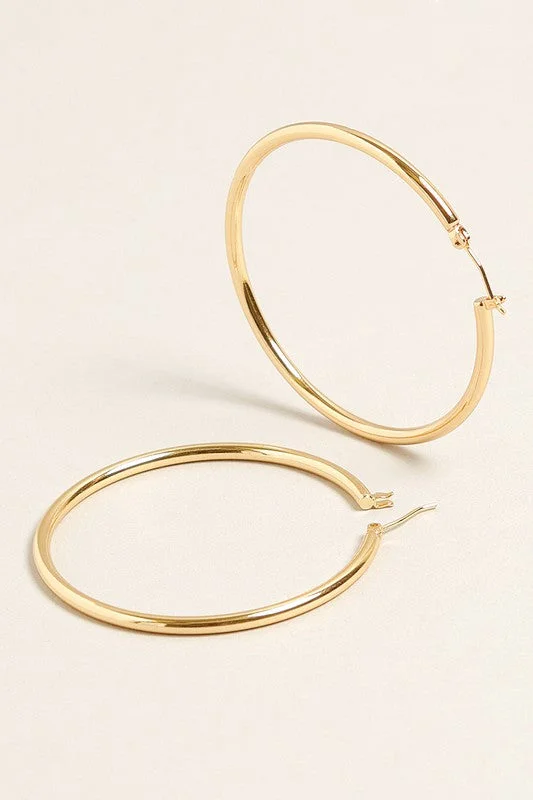 Crystal Stud Earrings For Elegant Look-OE: M-14K Gold Dipped Pin Catch Hoop Earrings