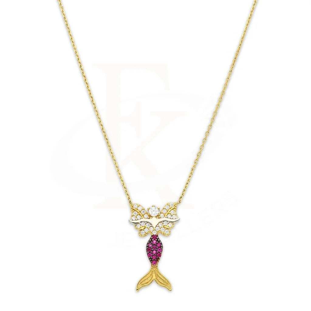 Luxury Gold Necklace For Fashion Week-Dual Tone Gold Mermaid Necklace 18KT - FKJNKL18K3047