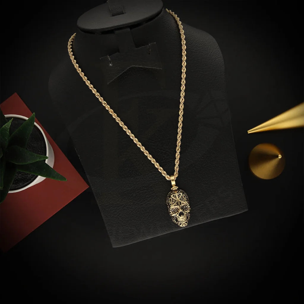 Trendy Layered Gold Necklace For Daily Wear-Gold Necklace (Chain With Skull Pendant) 18KT - FKJNKL18K5457