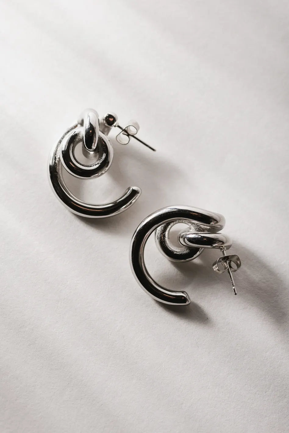 Elegant Gold Earrings For Special Events-Eliana Abstract Earrings in Silver - Tarnish Free - FINAL SALE