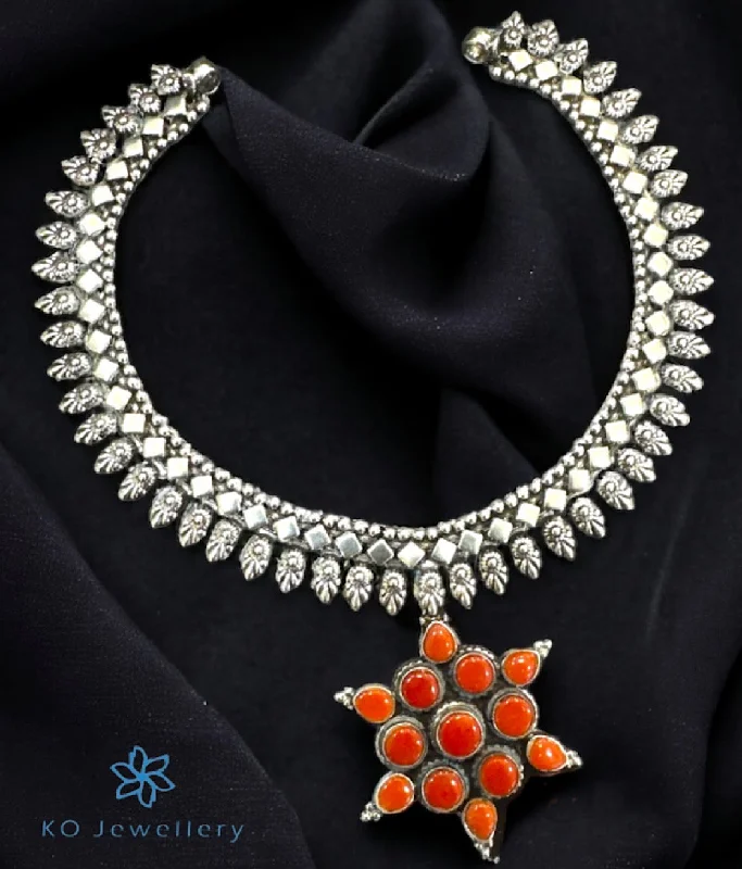 Long Boho Necklace For Casual Look-The Gulshan Silver Gemstone Necklace