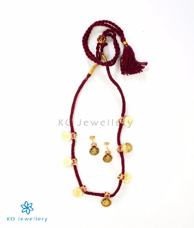 Simple Gold Necklace For Fashionistas-The Loukya Silver Coin Necklace Set (Red)