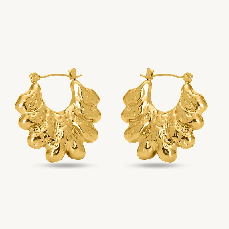 Unique Hoop Earrings For Casual Wear-Floral Gold Hoops