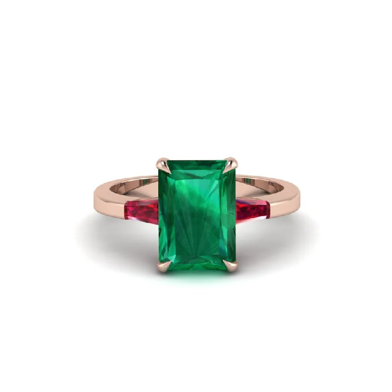 Luxury Wedding Bands For Fashion-Forward Brides-Three Stone Radiant Cut Emerald Engagement Ring - Hillary No. 50