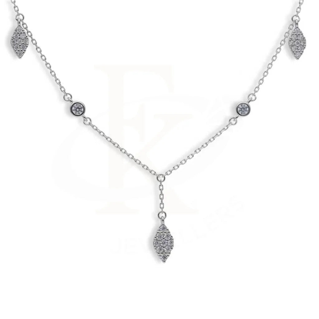 Elegant Gold Necklace For Special Occasions-Sterling Silver 925 Marquise Shaped Necklace - FKJNKLSL2935