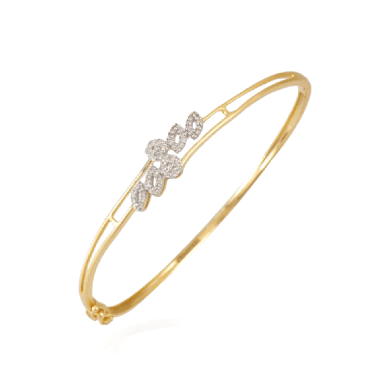 Elegant Custom Wedding Bangles For Bridesmaids Gifts-18KT (750) Yellow Gold And Diamond Bangle For Women