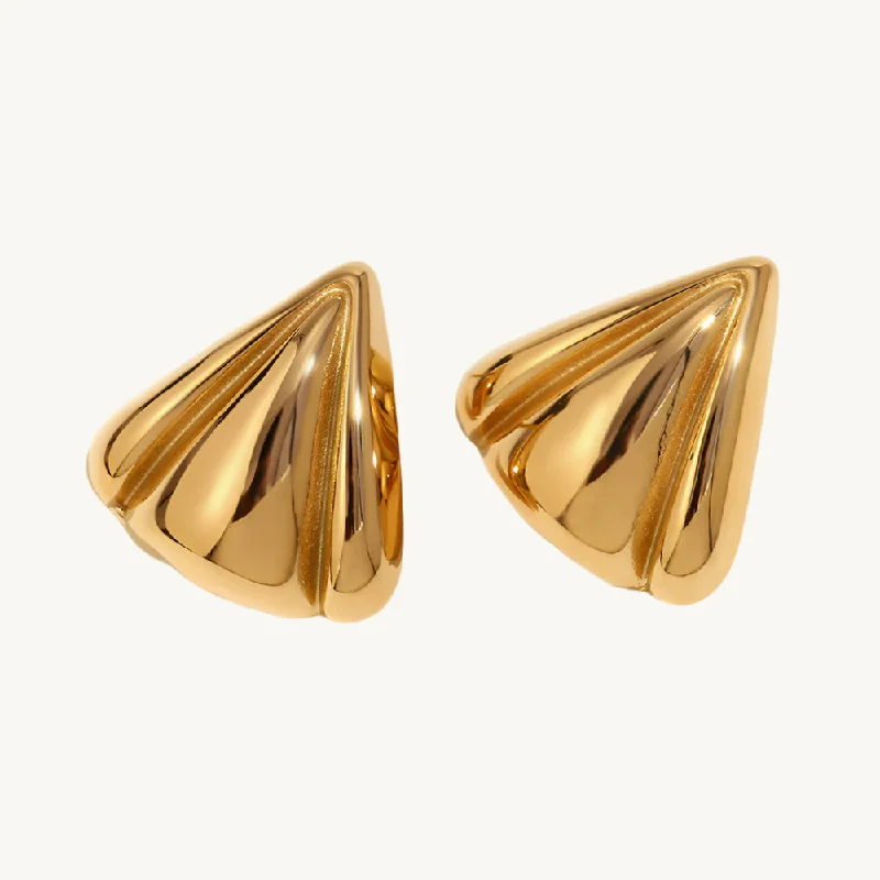 Minimalist Stud Earrings For Work-Golden Triangle Stud Earrings