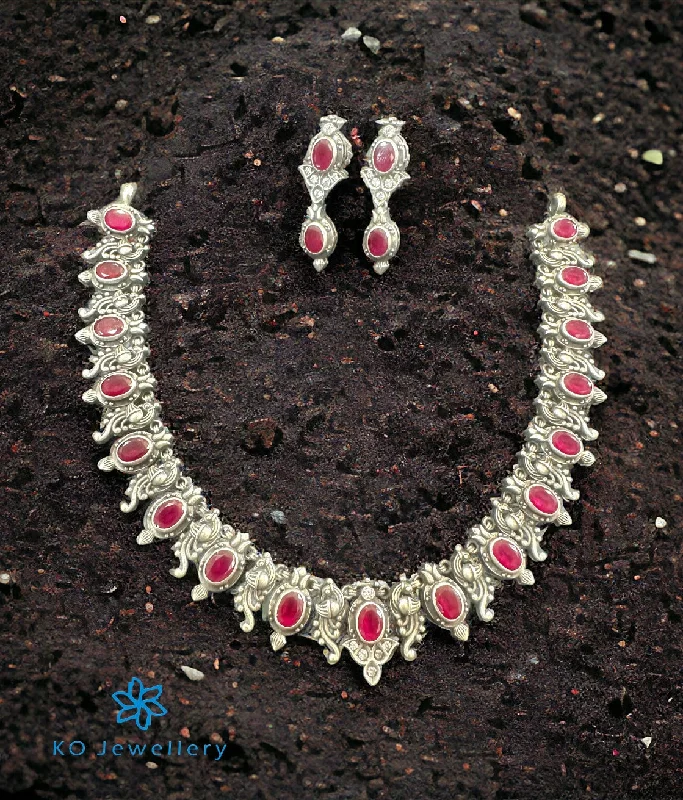 Luxury Diamond Necklace For Formal Events-The Aditya Silver Kemp Peacock Necklace & Earrings