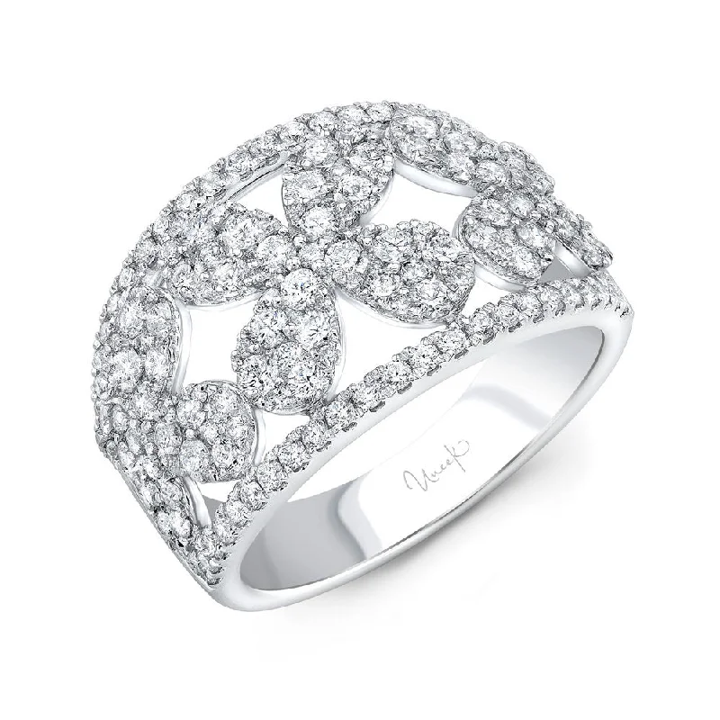 Simple Custom Wedding Rings For Elegant Couples-Uneek Lace Collection Floral Fashion Ring