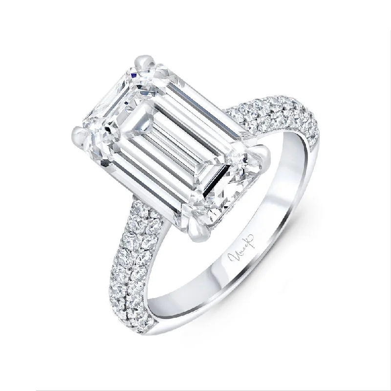 Elegant Custom Engagement Rings For Special Gifts-Uneek Signature Collection 3-Sided Emerald Cut Diamond Engagement Ring