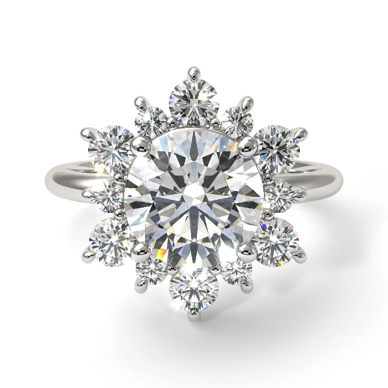 Trendy Wedding Bands For Fashion-Forward Couples-Vintage Diamond Snowflake Engagement Ring - Priscilla No. 3