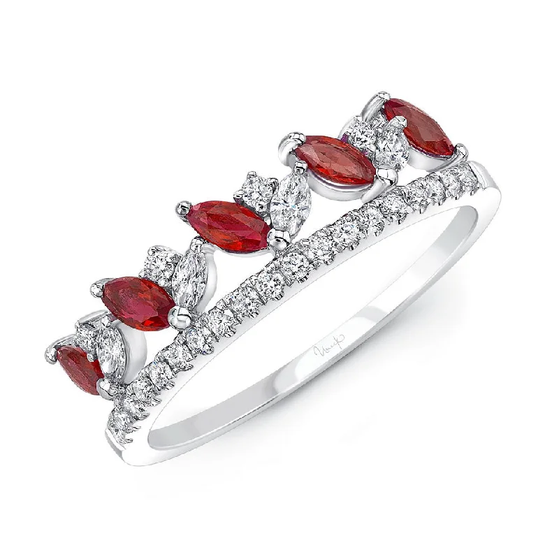 Classic Custom Wedding Rings For Special Celebrations-Uneek Precious Collection Round Ruby Fashion Ring