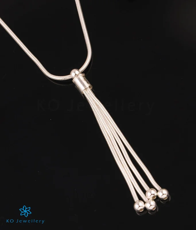 Long Gold Necklace For Casual Wear-The Tassel Silver Necklace