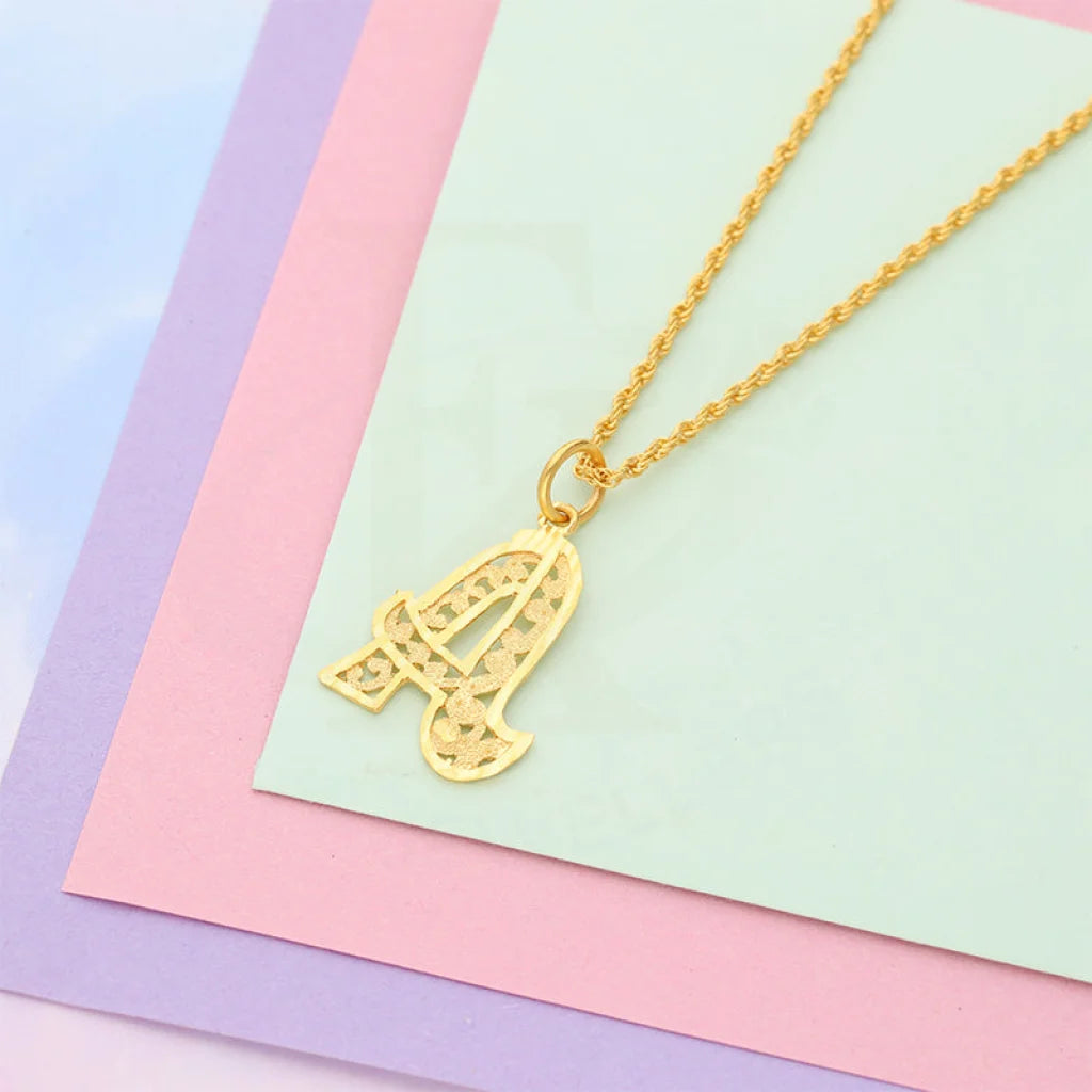 Personalized Gold Bar Necklace For Fashionable Gifts-Gold Necklace (Chain With Alphabet Pendant) 21KT - FKJNKL21K5131