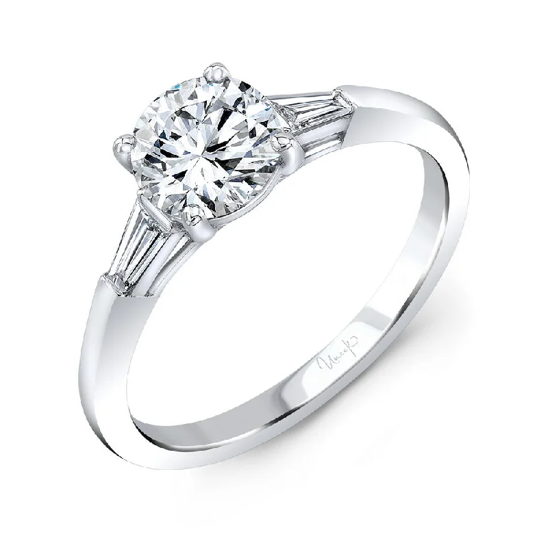 Classic Solitaire Rings For Engagement Proposals-Uneek Timeless Collection Three-Stone Round Engagement Ring