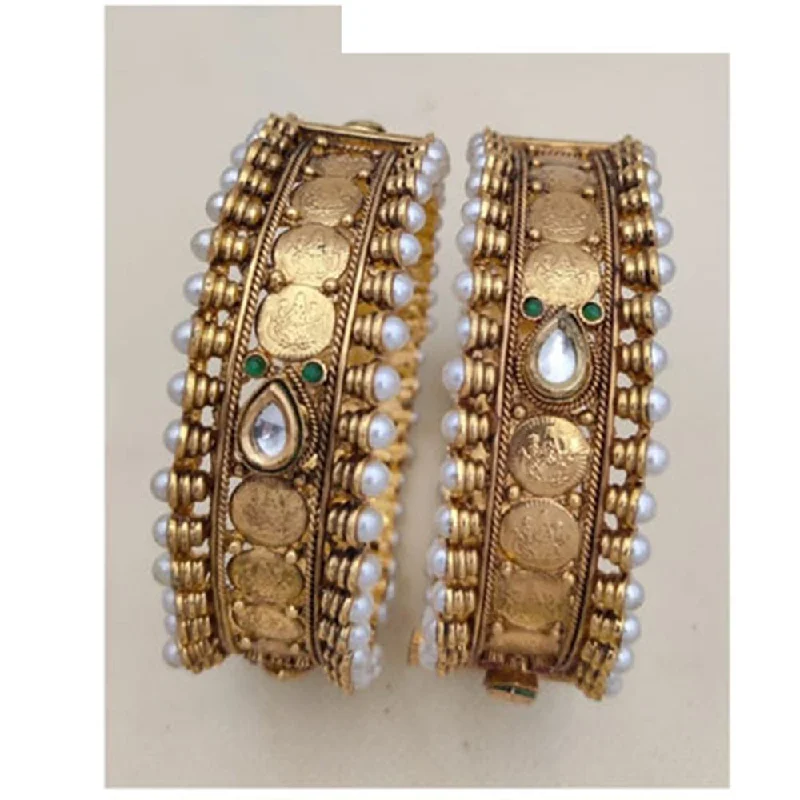 Simple Custom Wedding Bangles For Engagement Gifts-Jewel Addiction Gold Plated Pota Stone Openable Bangles Set